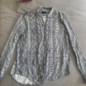 Zara Snakeskin Print Button-Up Shirt